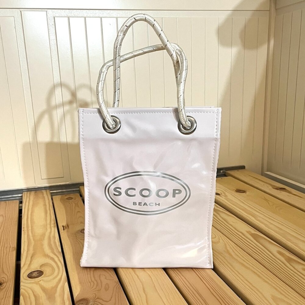NEW Scoop Beach White Patent Mini Tote | Wipe-Clean Vinyl Beach Bag